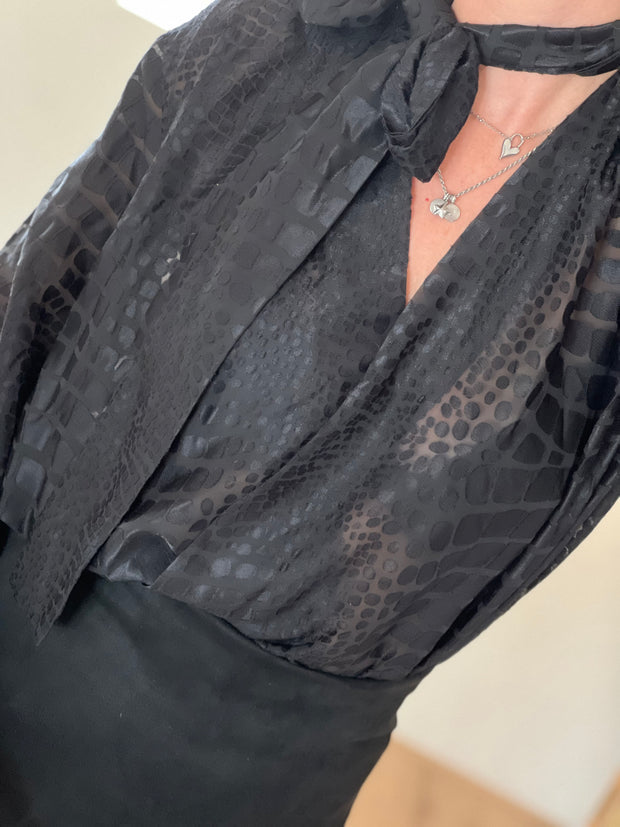 Blouse printed H4429 Zwart