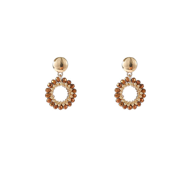 Round Dangle - 14K + Brown E55215-2