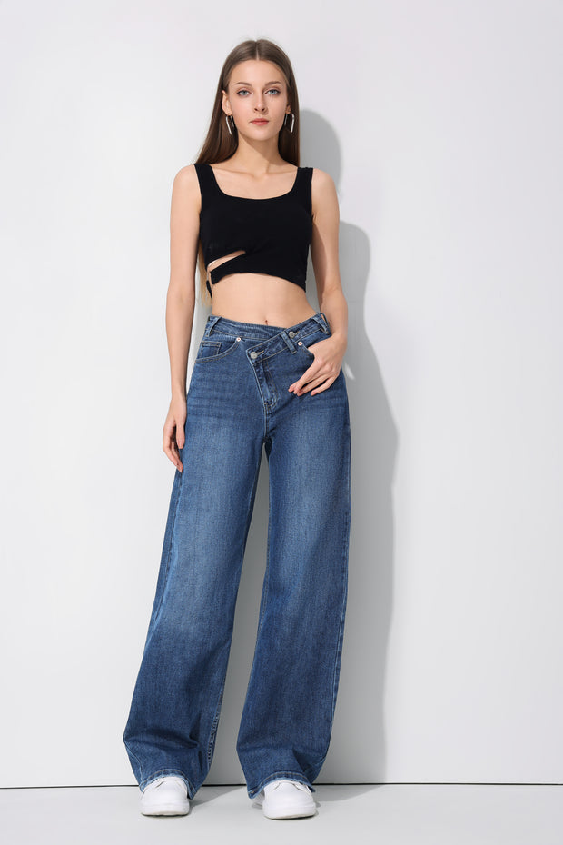 Jeans Double  H850-8 Blauw Wide leg stretch