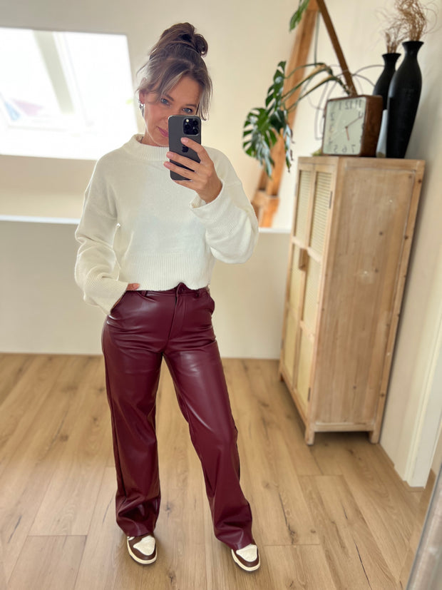 Broek leatherlook M317 Bordeaux