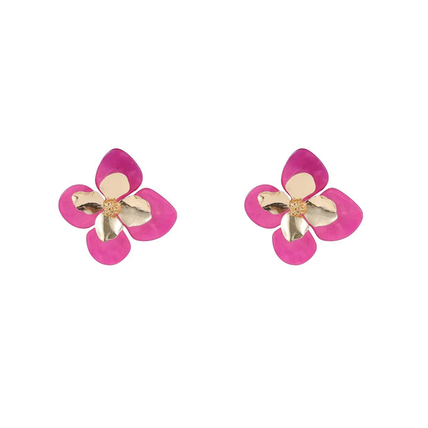 Oorbel Single Flower - 14K + pink E4534-3