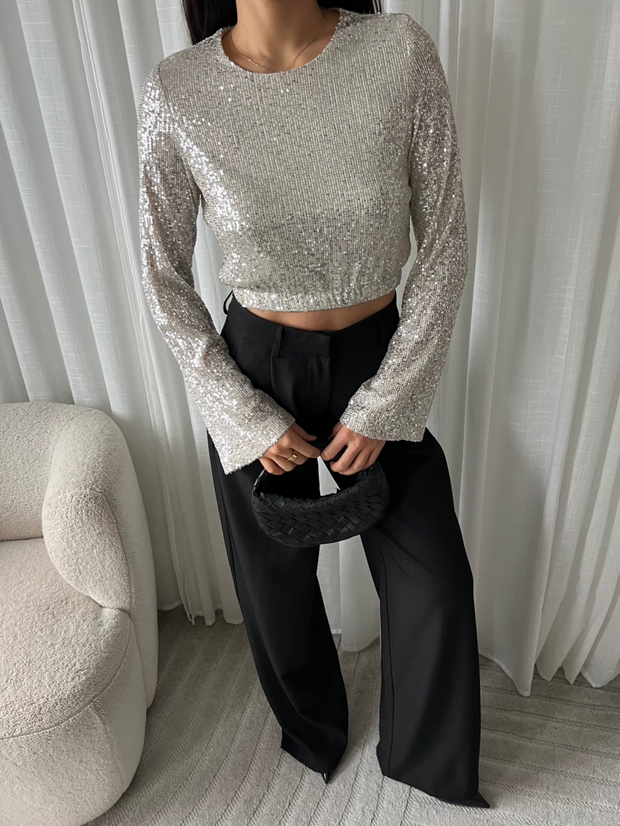 Top pailletten EP19627 Ecru