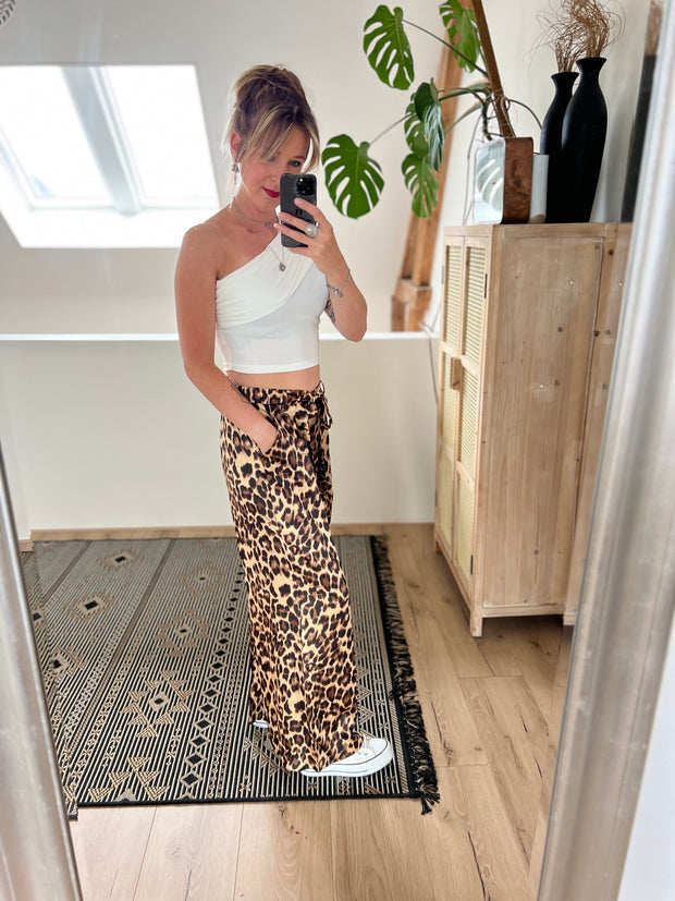 Wijde broek panterprint 5855