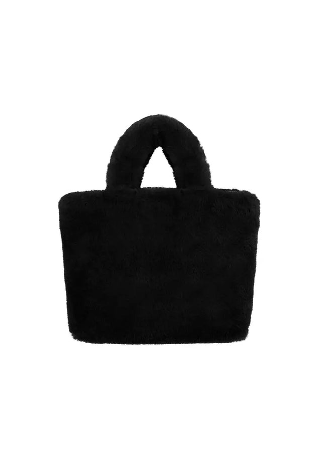 Faux fur city tas klein - zwart