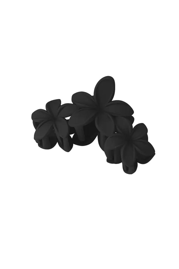 haarclip met grote bloemen - zwart Plastic 3125