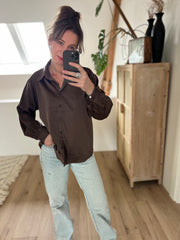 Blouse satinlook bruin 62030