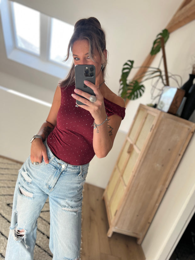 Top Strass M793 Bordeaux