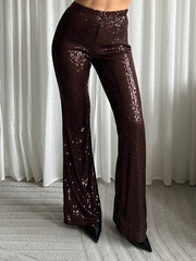 Pantalon pailletten EP19629 Bruin
