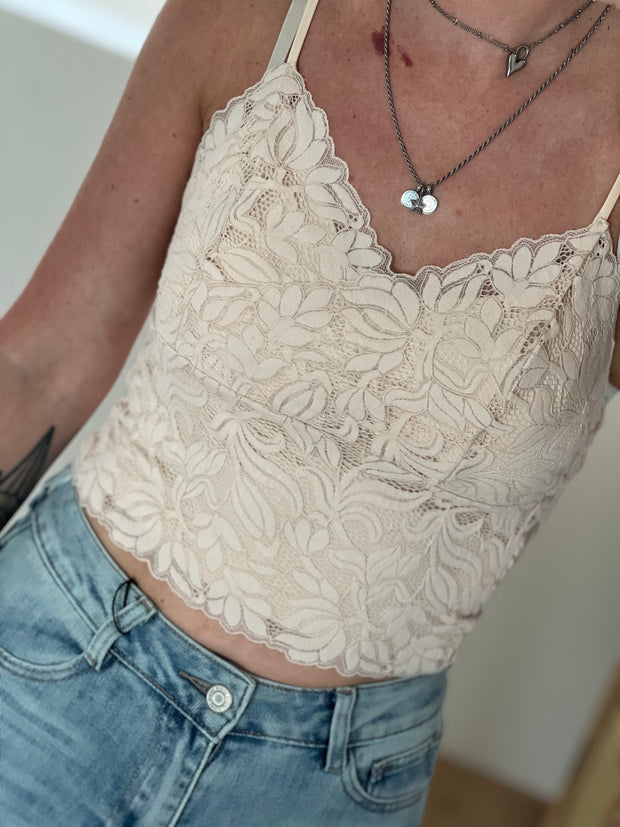 Top Bralette lace T3295 beige