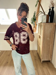 Shirt baseball lace Bordeaux
