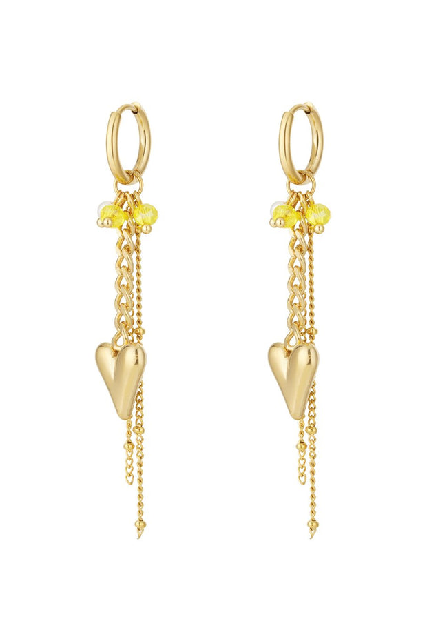 Heartdrop earrings geel