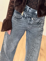 Jeans H849-2 Grijs Double wide leg stretch
