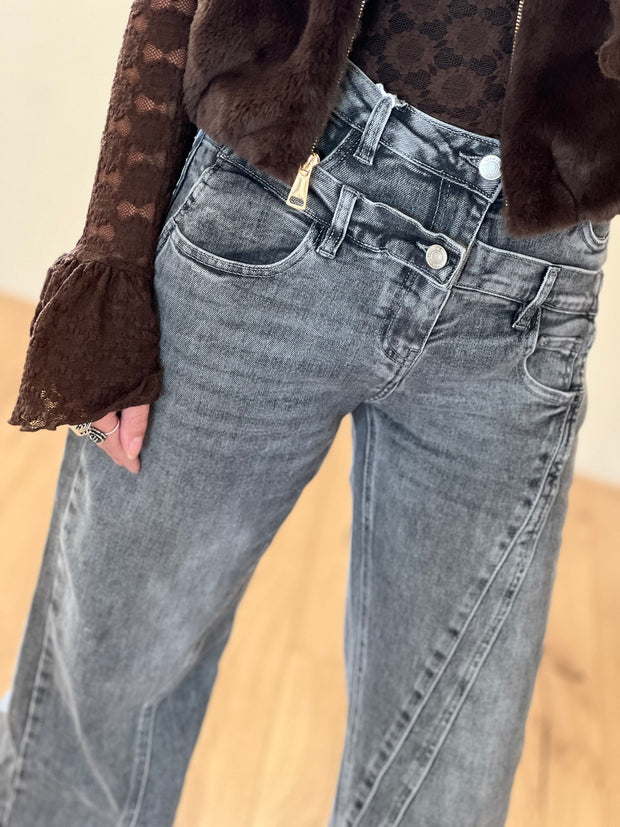 Jeans H849-2 Grijs Double wide leg stretch