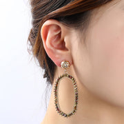 Oorbel Hexagon Dangle - 14K + cinnamon E4560-2