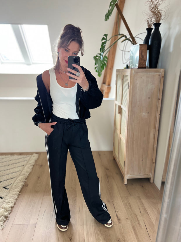 Pantalon striped M794 Zwart