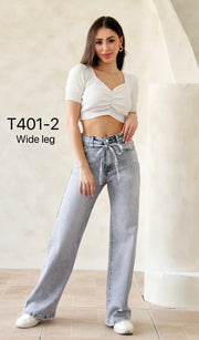 Jeans Wide leg T401-2 Grijs