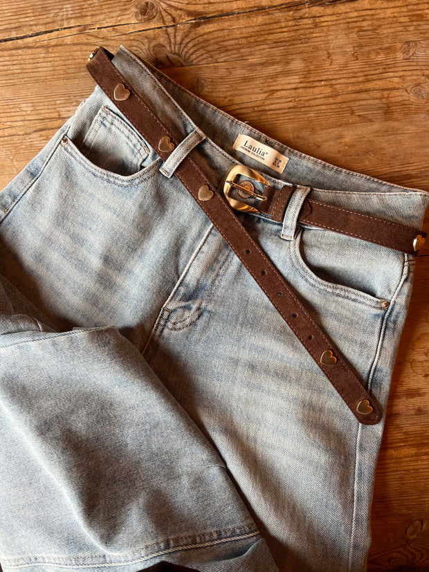 Riem Hearts suèdelook Bruin
