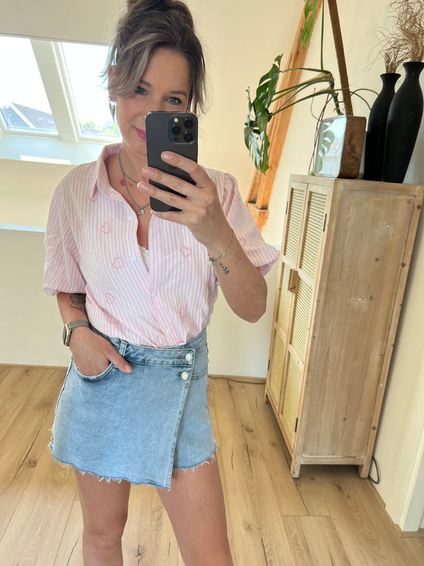 Blouse CY4906 Hearts roze