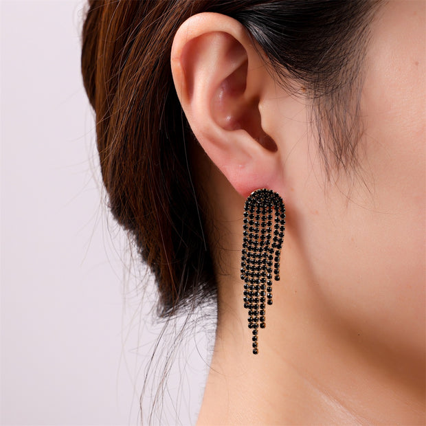 Oorbel Waterfall Strass Earring - 14K + black E4877-3