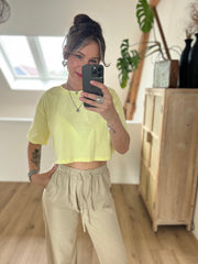 Cropped T-shirt geel VD1387