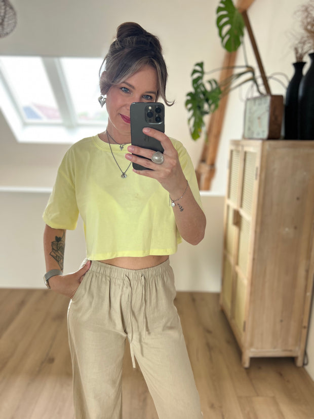 Cropped T-shirt geel VD1387