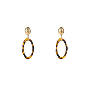 Long Oval Dangle - Leopard E55022-2