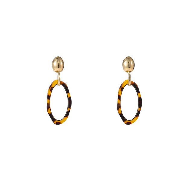 Long Oval Dangle - Leopard E55022-2