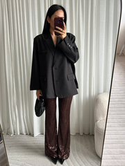 Pantalon pailletten EP19629 Bruin