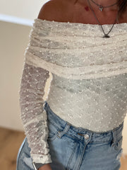 Top off-shoulder 23471 Ecru