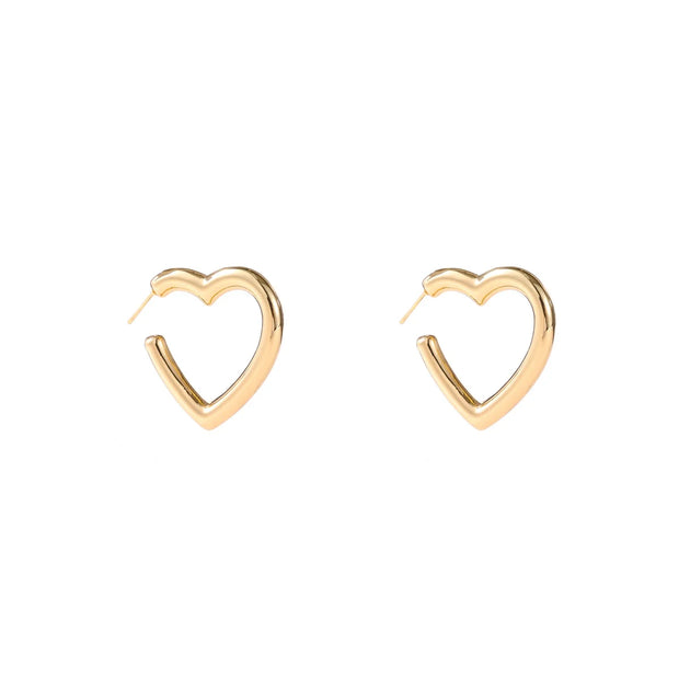 Oorbel Hollow Heart Hoop - 14K E4638-2