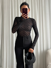 Top Mesh polka dot Zwart EP19624