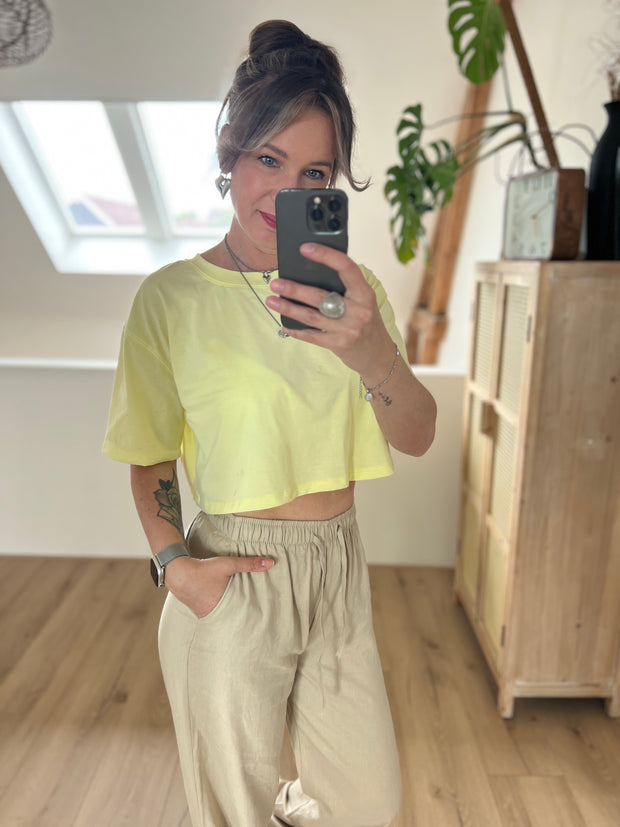 Cropped T-shirt geel VD1387