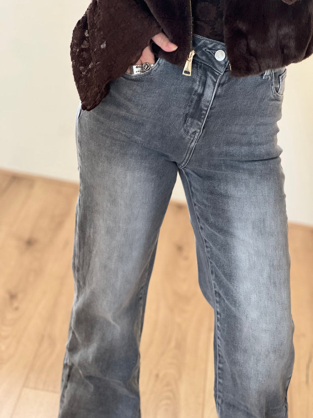 Jeans H876-3 Grijs Wide leg stretch