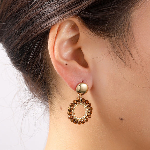 Round Dangle - 14K + Brown E55215-2