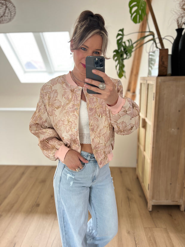 Bomber jacket Roze bloem CY4851