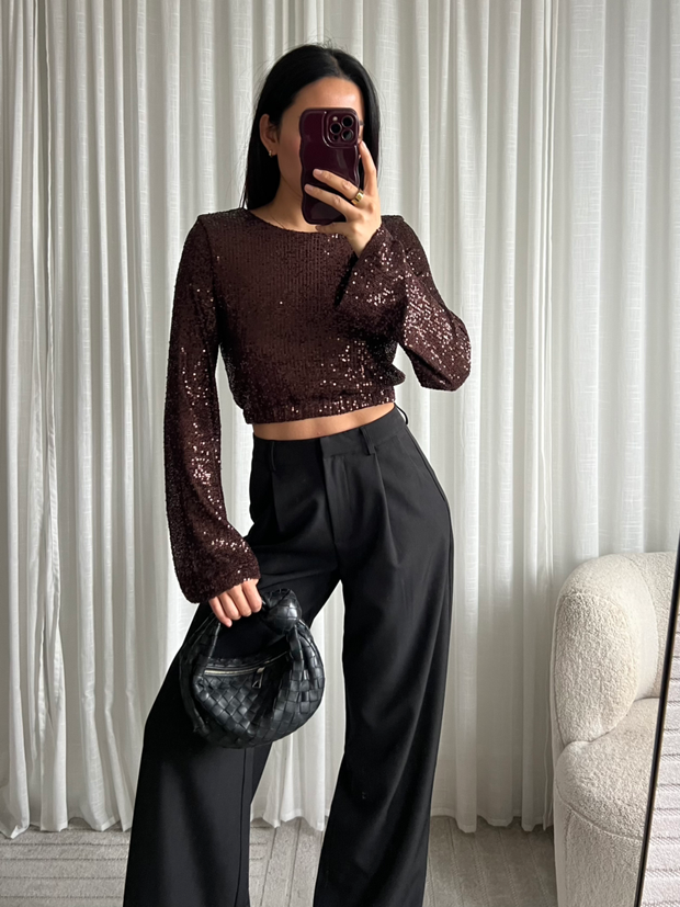 Top pailletten EP19627 Bruin