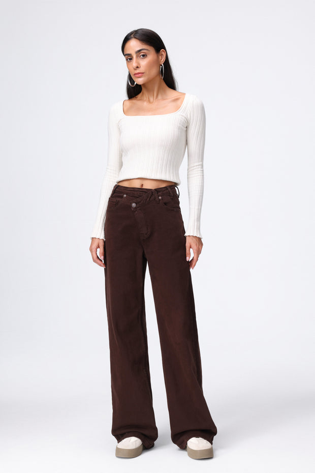 Jeans Double  H850-19 Bruin Wide leg stretch