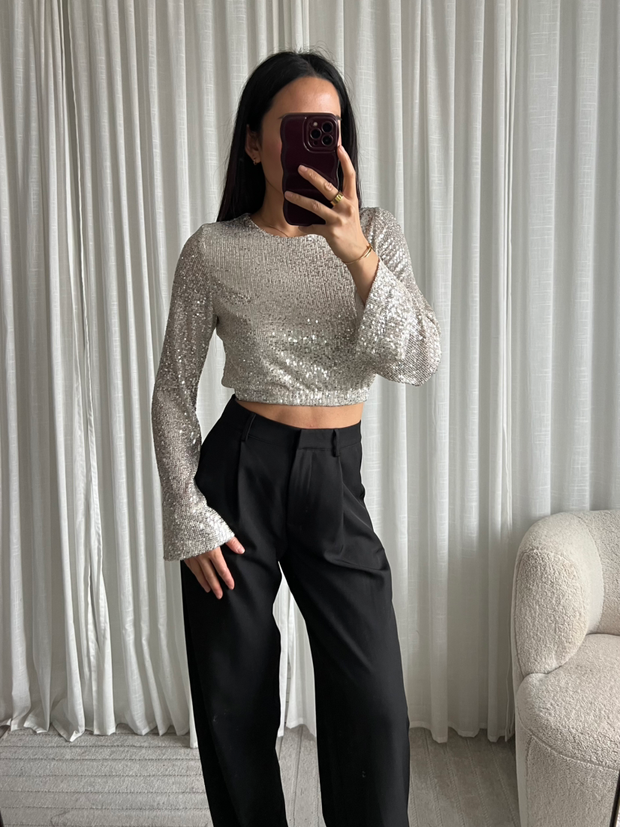 Top pailletten EP19627 Ecru