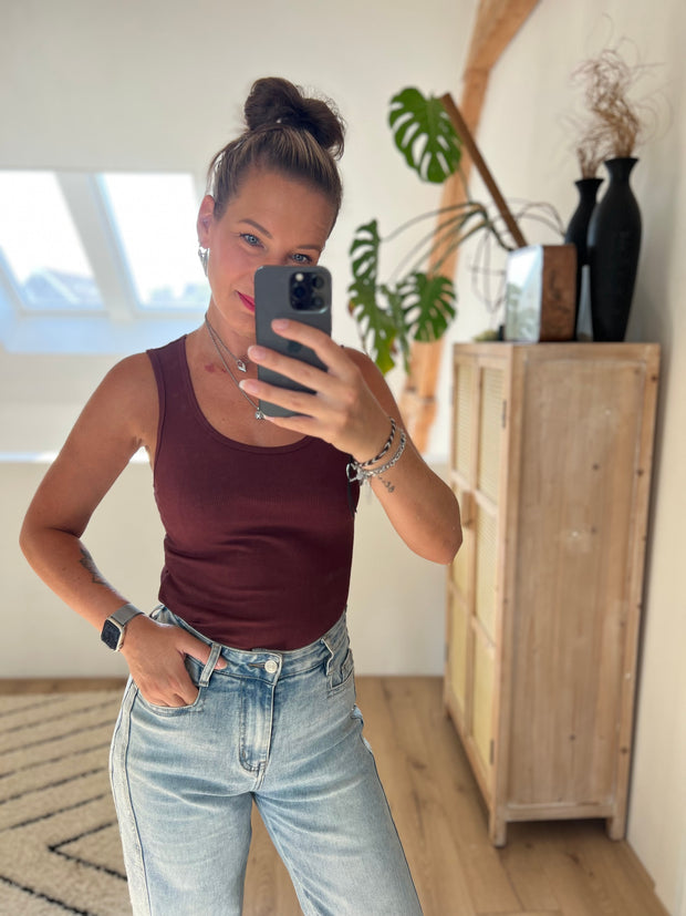 Top Basic ronde hals 5168 Bordeaux