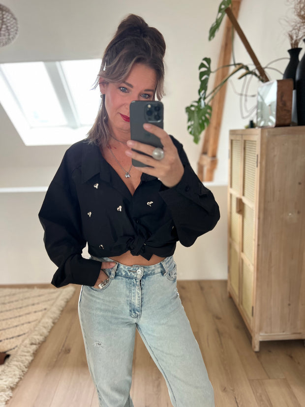 Blouse hearts CY5279 Zwart