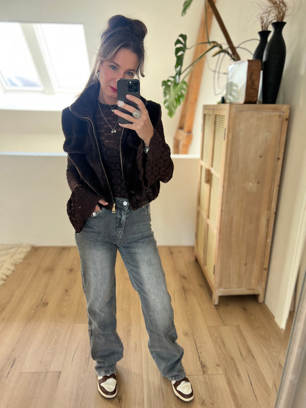 Jeans H876-3 Grijs Wide leg stretch