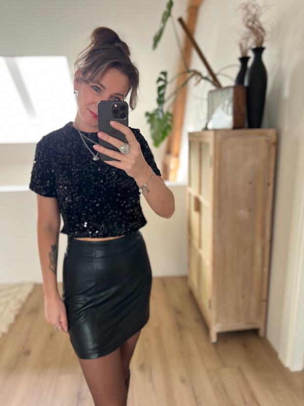 Pailletten top 7037 Zwart