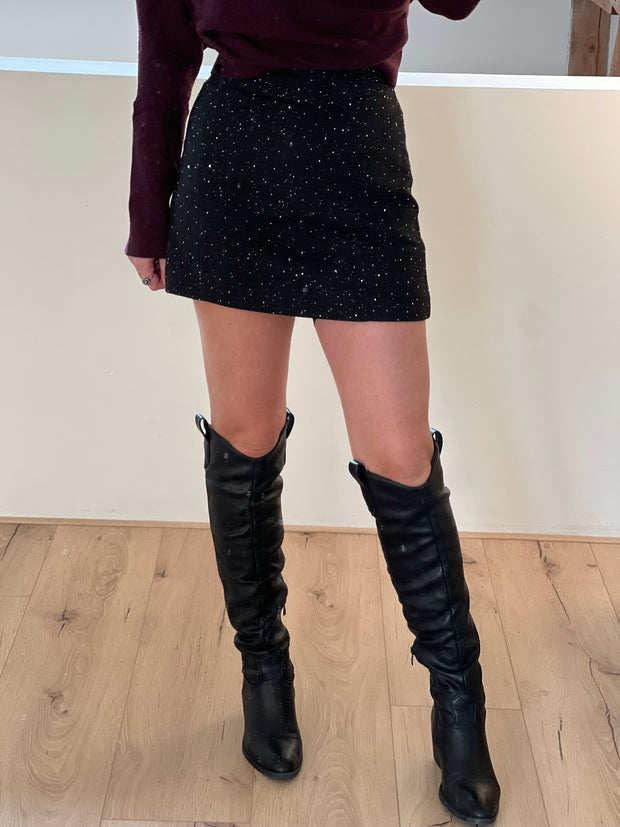 Skirt Sparkle tweed Zwart 15795-3
