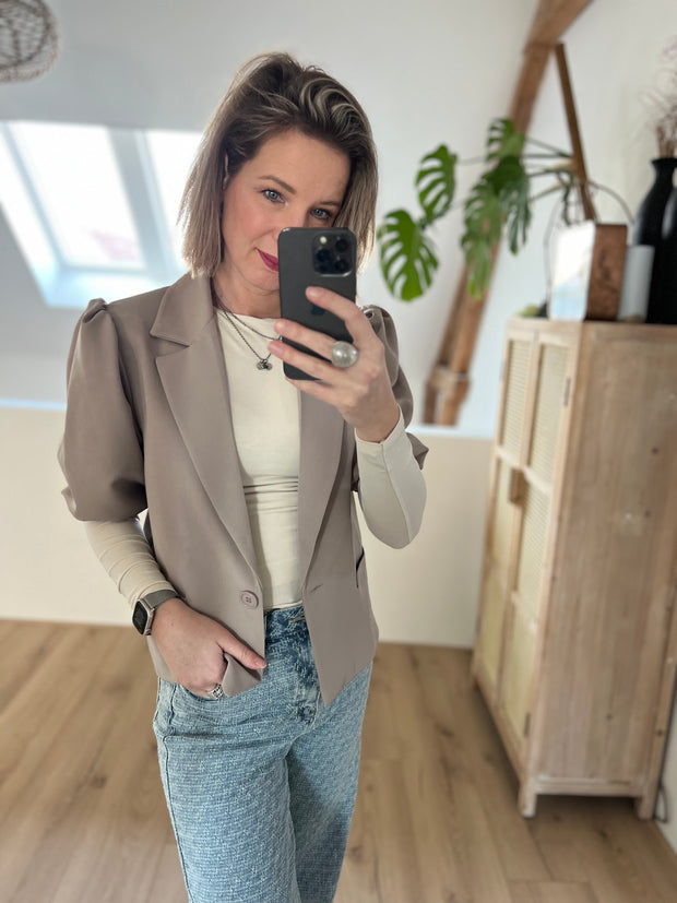 Blazer met knoop Taupe