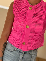 Gilet knitted pink WL08045