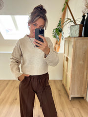 Sweater cropped beige 22303
