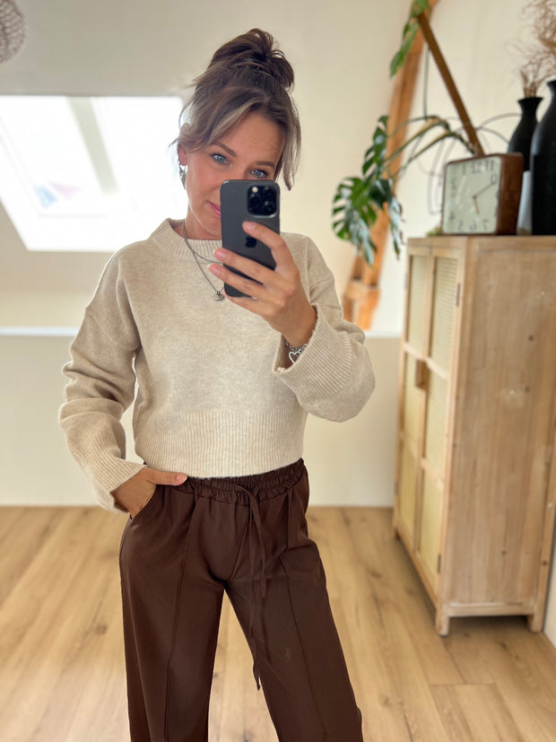 Sweater cropped beige 22303