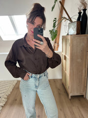 Blouse satinlook bruin 62030