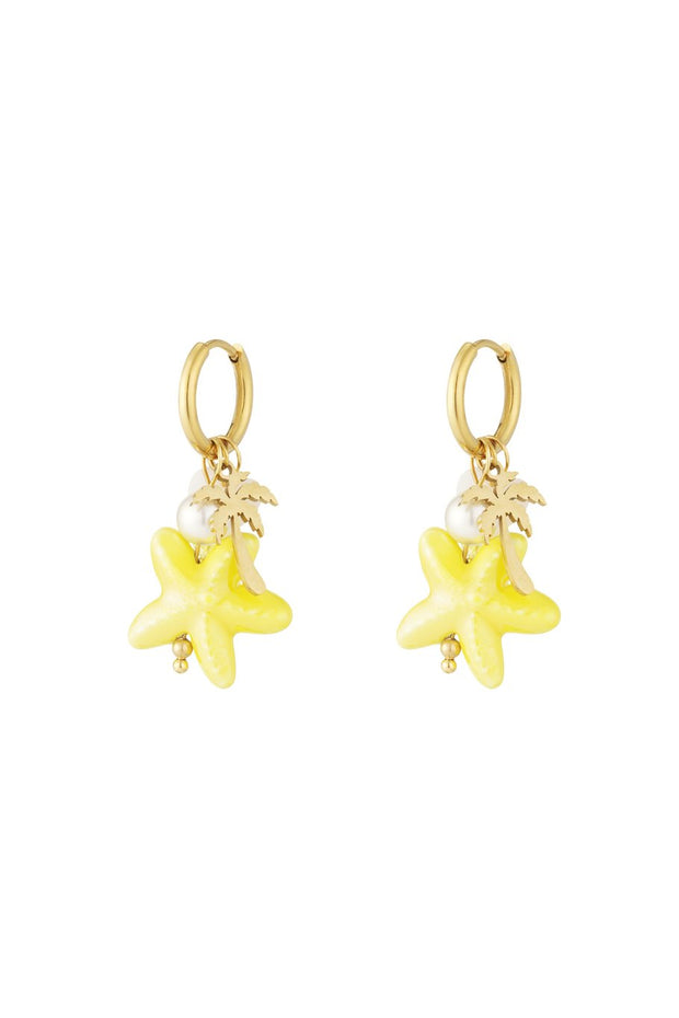 Palmboom earrings Geel 8256