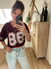 Shirt baseball lace Bordeaux